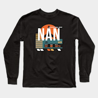 Nadi (NAN) Airport Code Baggage Tag Long Sleeve T-Shirt